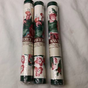 Waverly Wallpaper Border Lot of 3 Rolls Pink Red Green Floral 15 Total Yards
